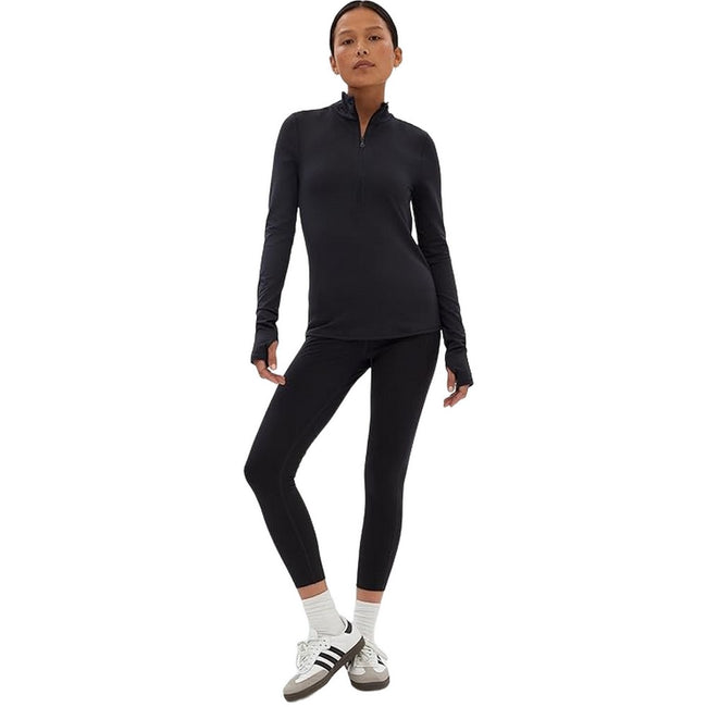 Black - Lifestyle - Girlfriend Collective Womens-Ladies Reset Mock Neck Extra Long Fleece Jacket