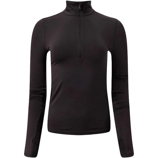 Black - Front - Girlfriend Collective Womens-Ladies Reset Mock Neck Extra Long Fleece Jacket