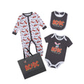 White-Black-Red - Front - Amplified Baby Fly On The Wall AC-DC Babygrow Set