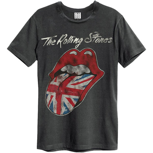 Charcoal - Front - Amplified Unisex Adult Union Jack Tongue The Rolling Stones T-Shirt