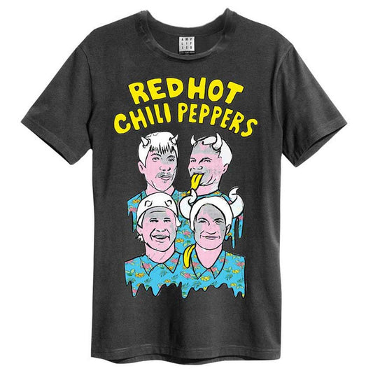 Charcoal - Front - Amplified Unisex Adult Illustrated Red Hot Chili Peppers T-Shirt