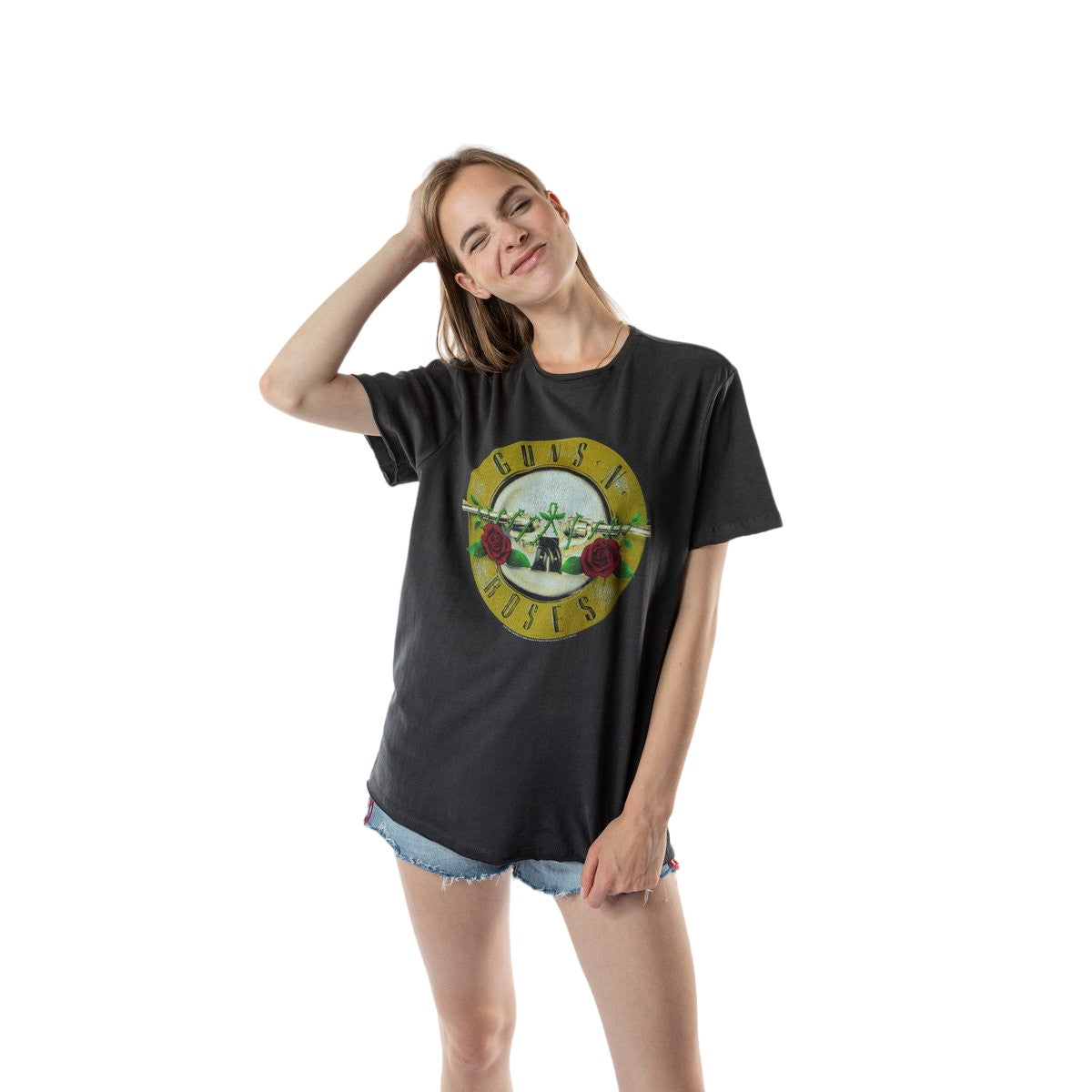 Charcoal - Side - Amplified Unisex Adult Guns N Roses Logo T-Shirt