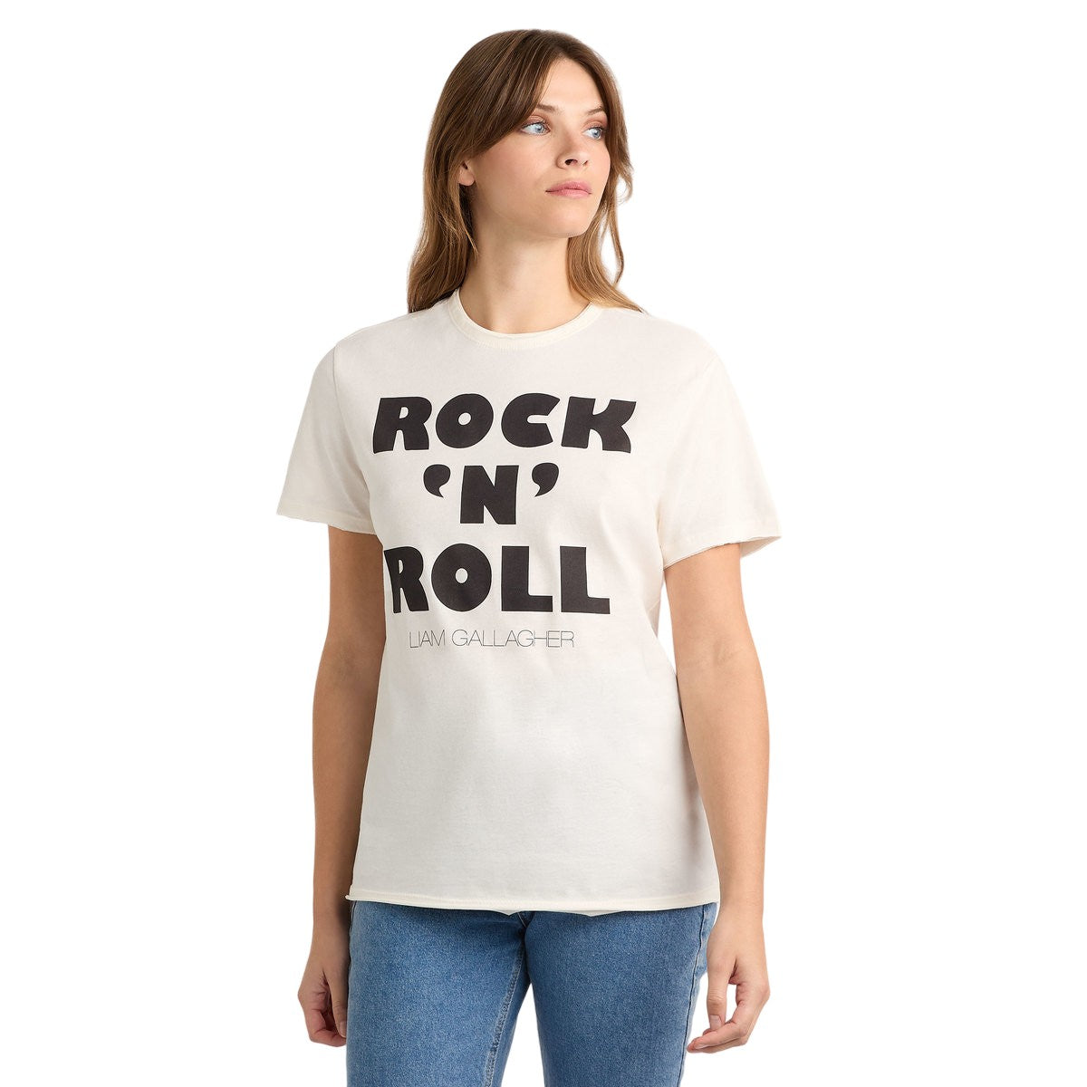 White - Side - Amplified Unisex Adult Rock N Roll Liam Gallagher Vintage T-Shirt