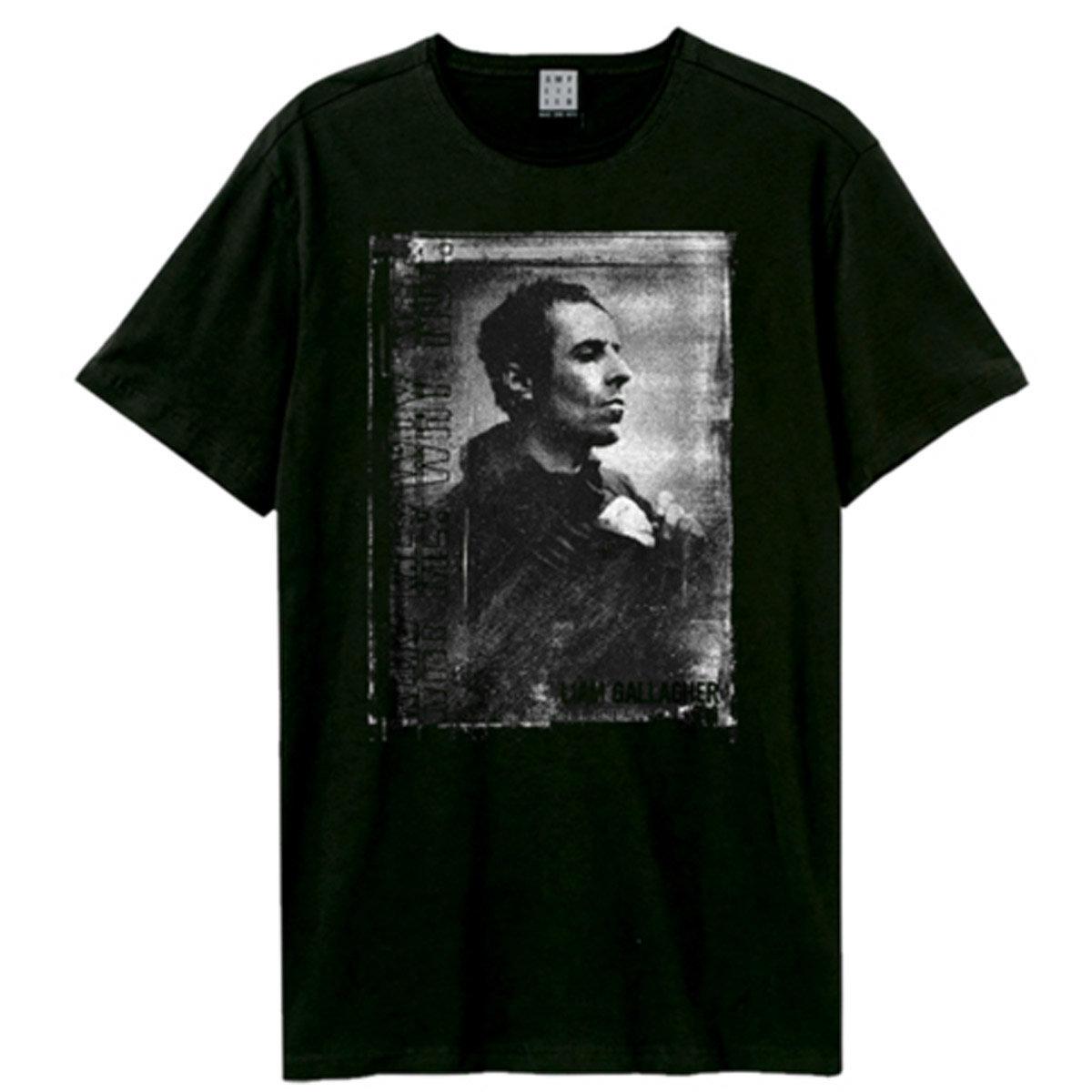 Black - Front - Amplified Unisex Adult Why Me Portrait Liam Gallagher Vintage T-Shirt