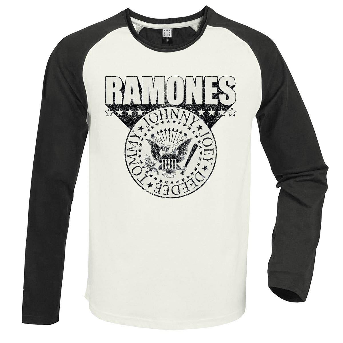 White-Charcoal - Front - Amplified Unisex Adult 3D Crest Ramones T-Shirt