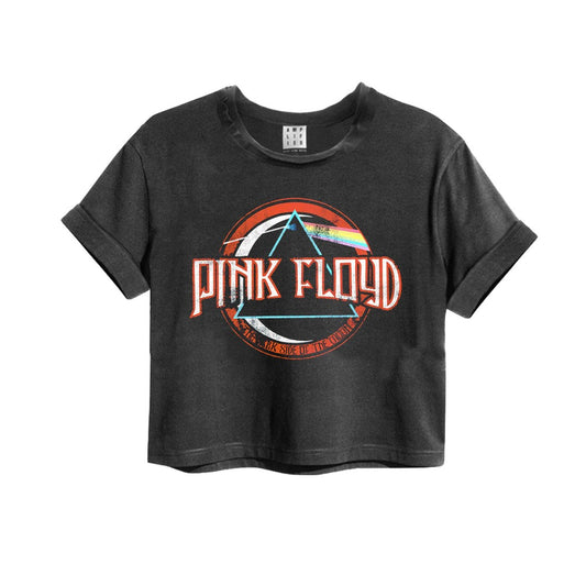Charcoal - Front - Amplified Womens-Ladies On The Run Pink Floyd Crop T-Shirt