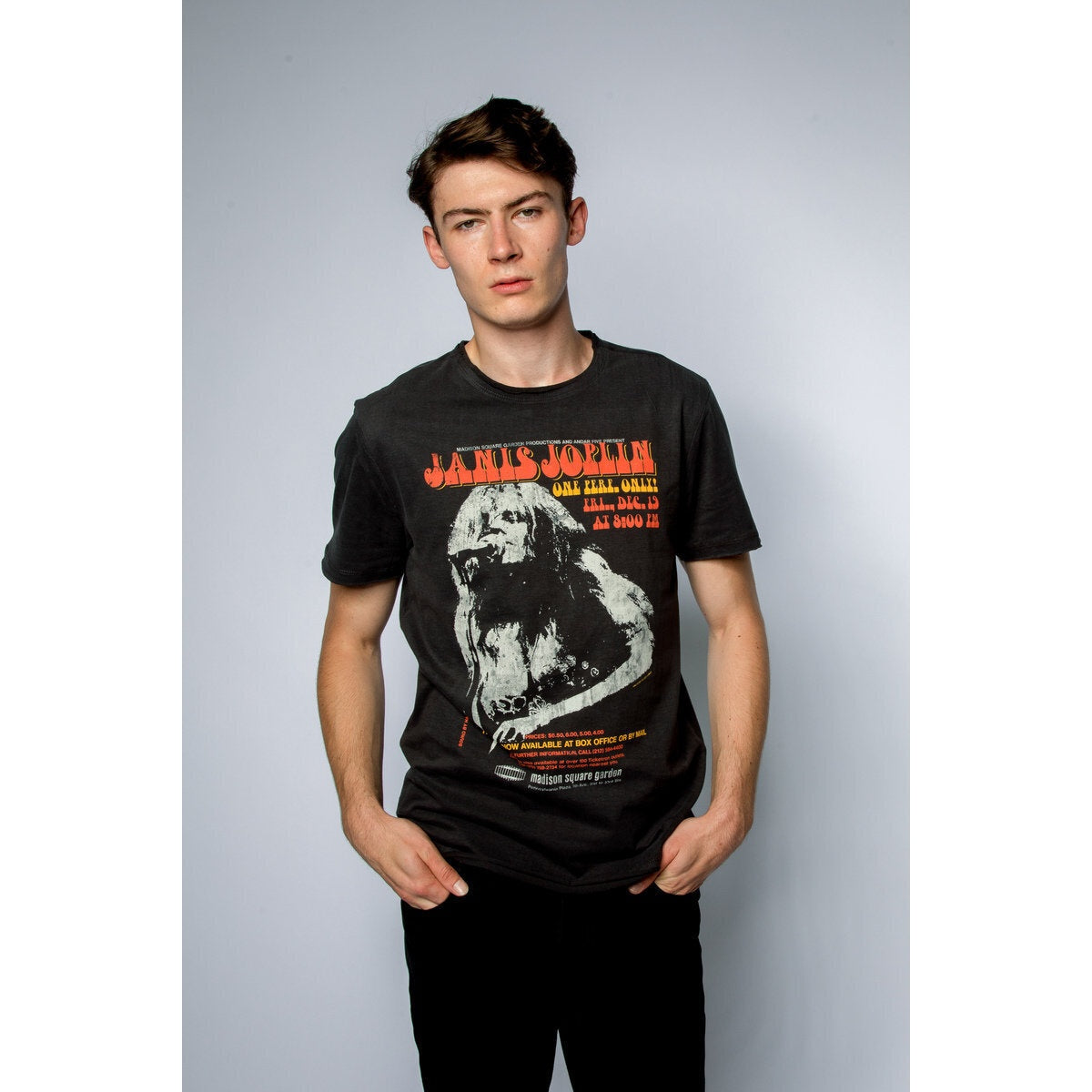 Charcoal - Back - Amplified Unisex Adult Madison Square Gardens Janis Joplin T-Shirt