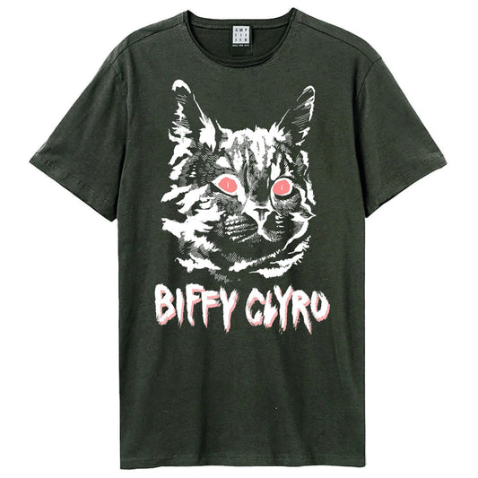 Charcoal - Front - Amplified Unisex Adult Black Cat Biffy Clyro T-Shirt