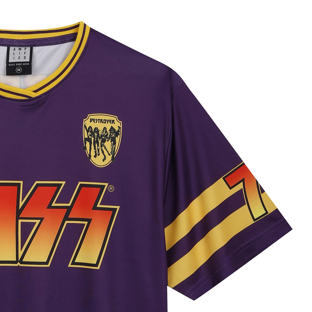 Purple - Side - Amplified Unisex Adult Destroyer Rock FC Kiss T-Shirt