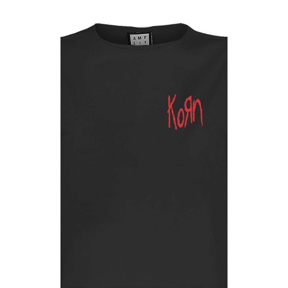Charcoal - Back - Amplified Womens-Ladies Lineart Issues Korn Crop T-Shirt