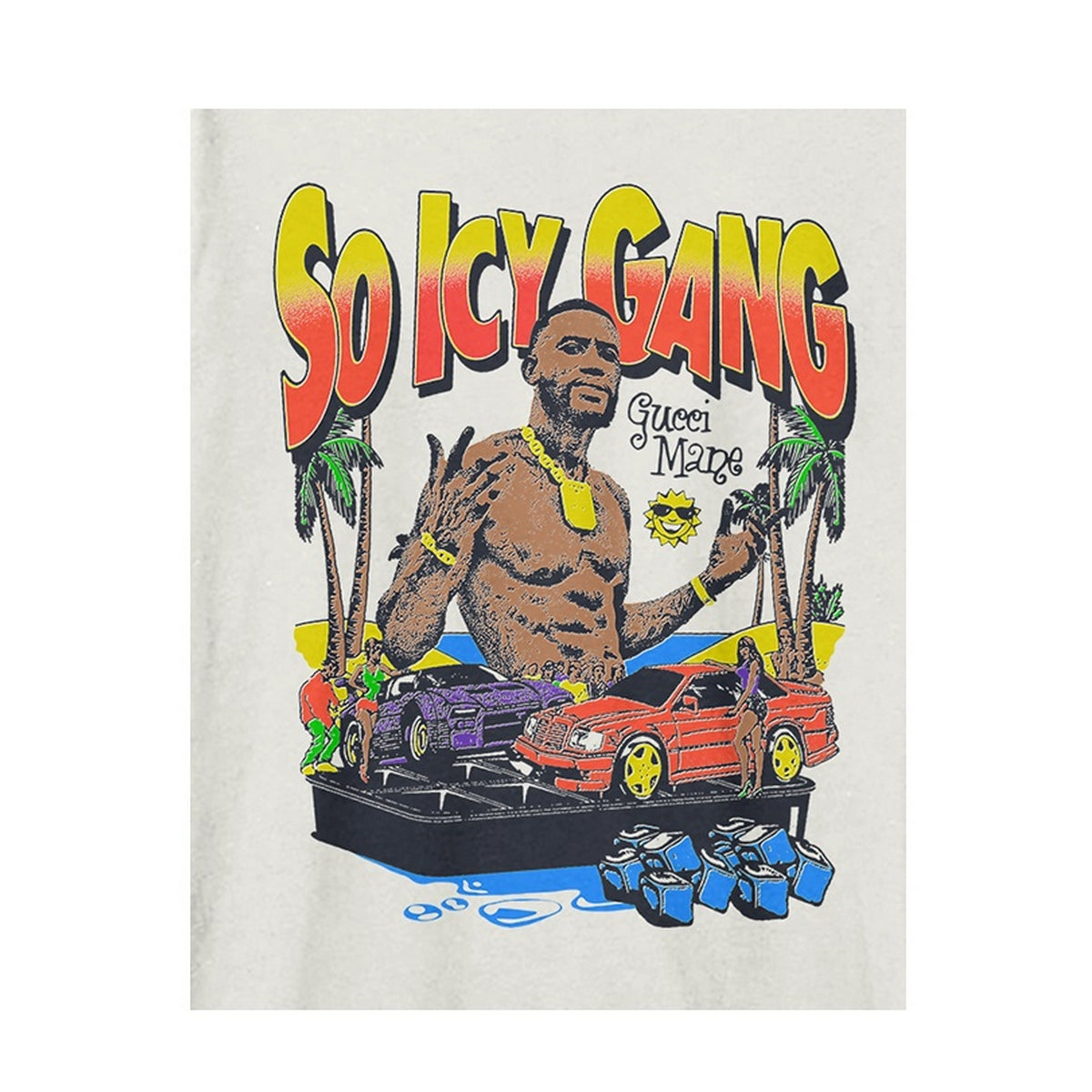 Vintage White - Back - Amplified Unisex Adult So Icy Gang Gucci Mane T-Shirt