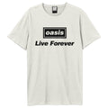 Vintage White - Front - Amplified Unisex Adult Live Forever Oasis T-Shirt