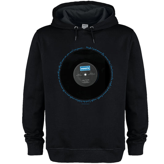 Black - Front - Amplified Unisex Adult Live Forever Lyrics Oasis Hoodie