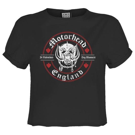 Charcoal - Front - Amplified Womens-Ladies St Valentines Day Massacre Motorhead Crop T-Shirt