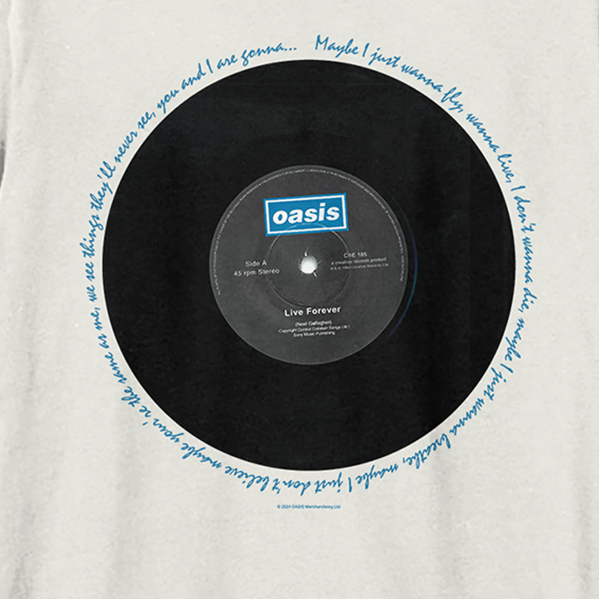 Vintage White - Back - Oasis Unisex Adult Live Forever Oasis T-Shirt