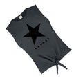 Charcoal - Back - Amplified Womens-Ladies Black Star David Bowie Sleeveless Tank Top