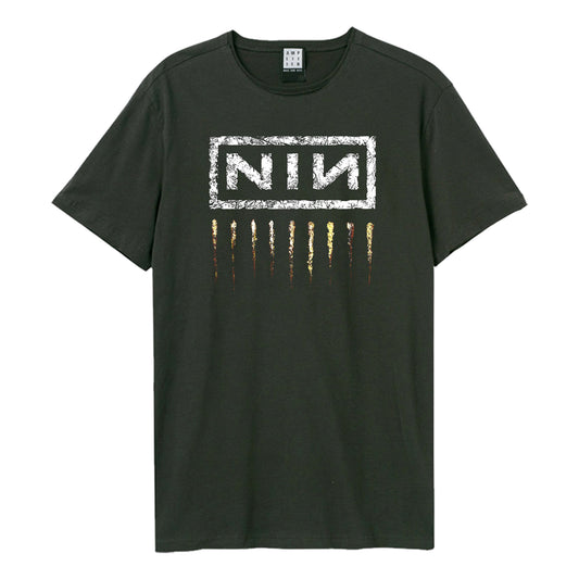 Charcoal - Front - Amplified Unisex Adult Downward Spiral Nine Inch Nails Logo T-Shirt