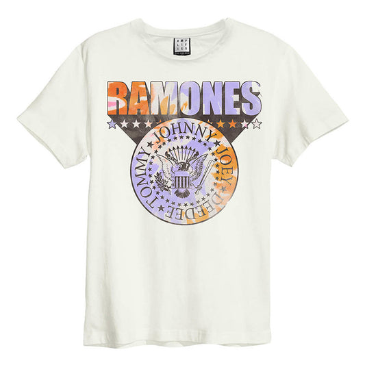 Vintage White - Front - Amplified Unisex Adult Tie Dye Shield Ramones T-Shirt