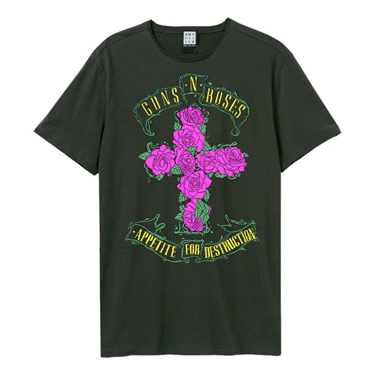 Charcoal - Front - Amplified Unisex Adult Rose Cross Guns N Roses T-Shirt