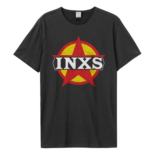 Charcoal - Front - Amplified Unisex Adult Circle Logo INXS T-Shirt