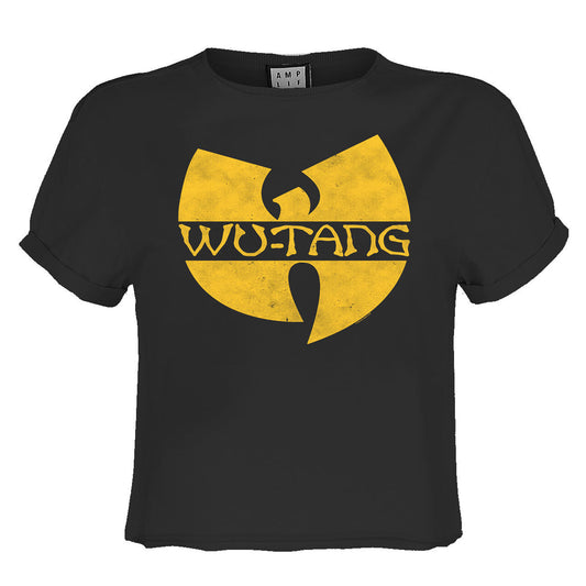 Charcoal - Front - Amplified Womens-Ladies Wu-Tang Clan Logo Crop Top