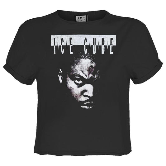 Charcoal - Front - Amplified Womens-Ladies Intimidation Ice Cube Crop Top