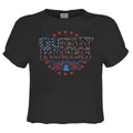 Charcoal - Front - Amplified Womens-Ladies Stars And Stripes Guns N Roses Crop Top