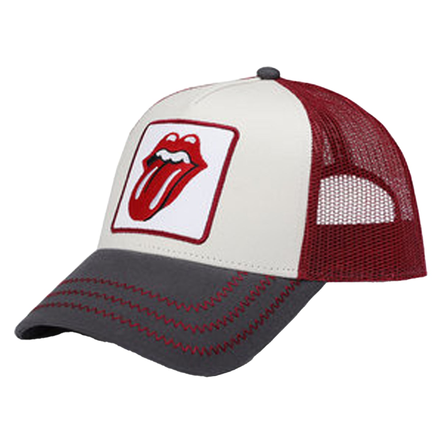 Beige-Grey-Dark Red - Side - Amplified The Rolling Stones Trucker Cap