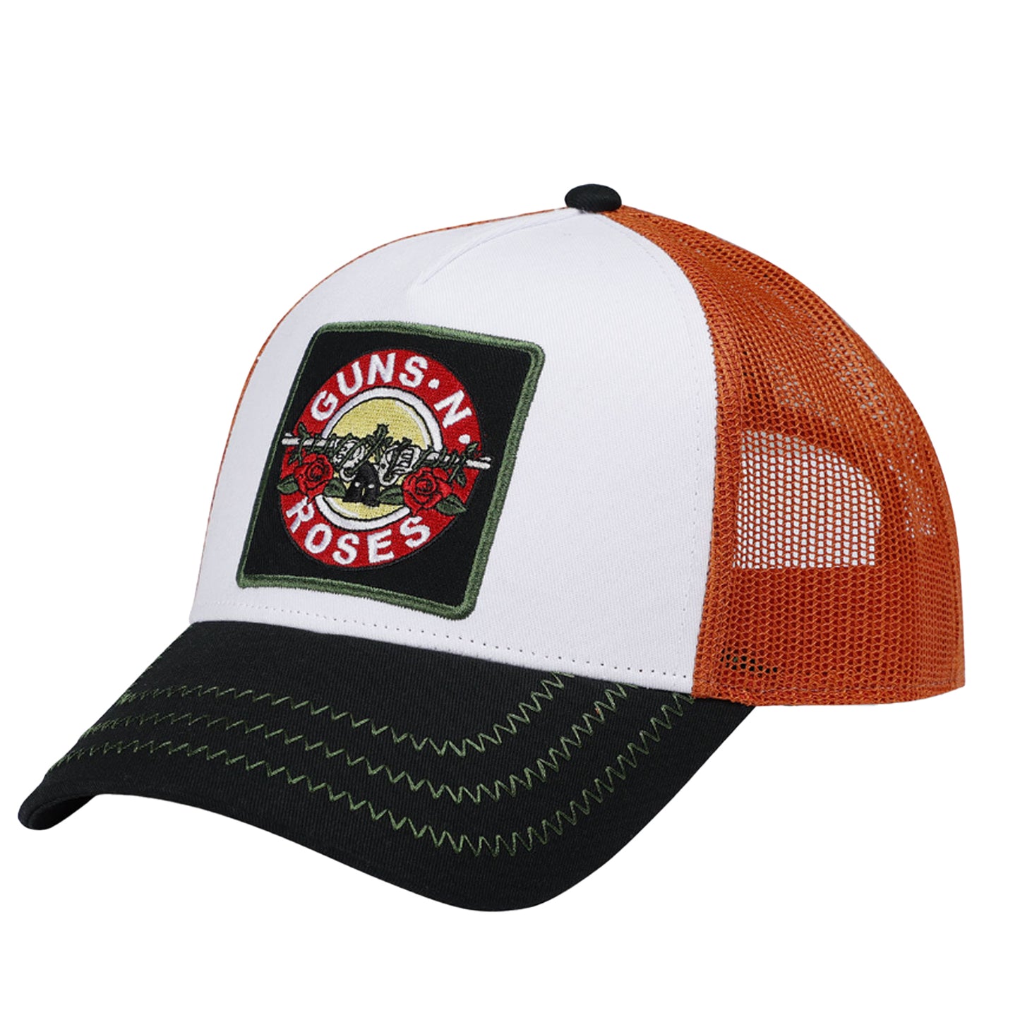 White-Orange-Black - Side - Amplified Guns N Roses Trucker Cap