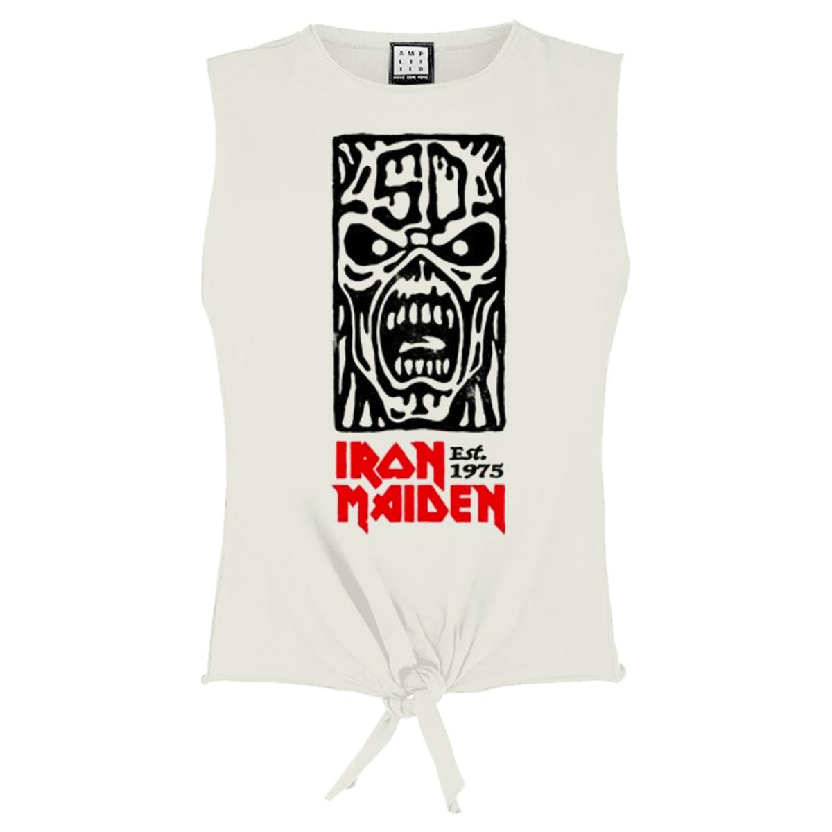 Vintage White-Black-Red - Front - Amplified Womens-Ladies 50th Totem Pole Iron Maiden Sleeveless Tank Top