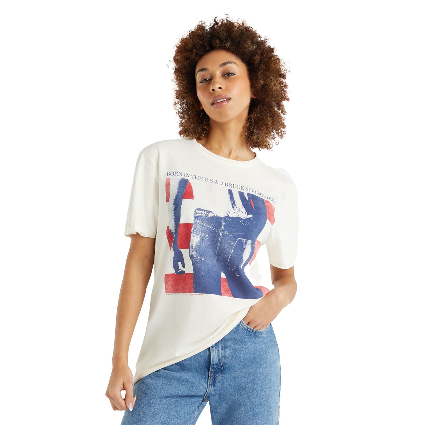 Vintage White - Lifestyle - Amplified Unisex Adult Born In The USA Bruce Springsteen T-Shirt