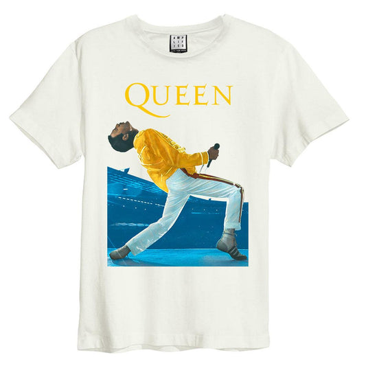 Vintage White - Front - Amplified Unisex Adult Freddie Mercury Triangle Queen T-Shirt