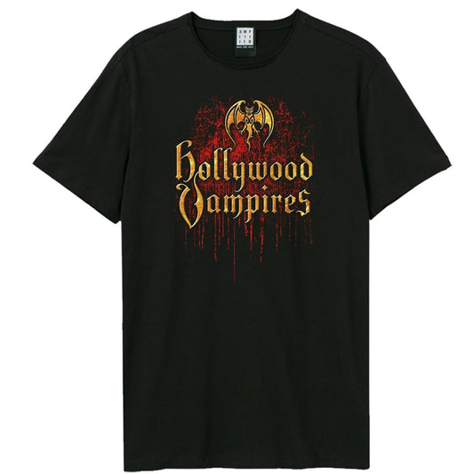 Black - Front - Amplified Unisex Adult Bad Blood Hollywood Vampires Logo T-Shirt