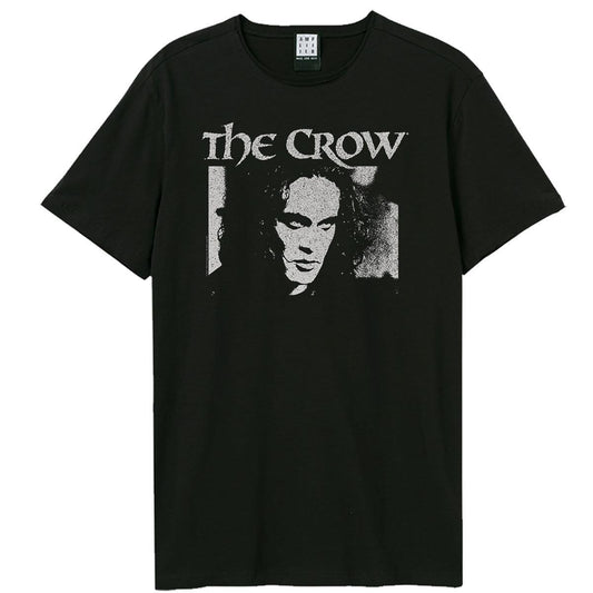 Black - Front - Amplified Unisex Adult Face Halloween The Crow T-Shirt