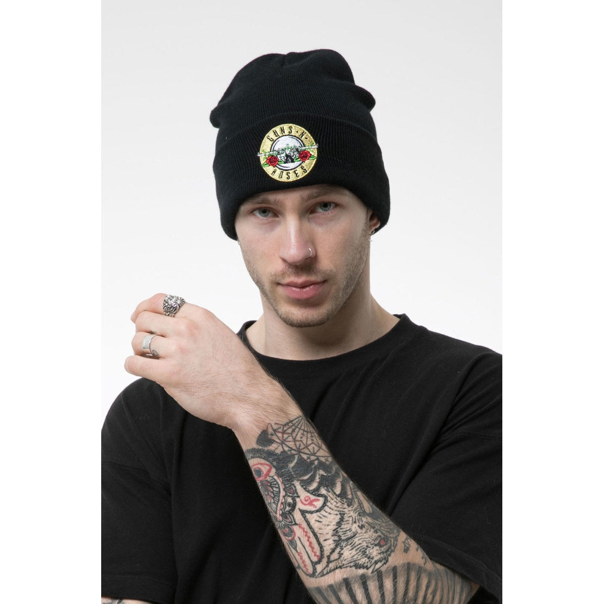 Black - Back - Amplified Drum Bullet Guns N Roses Beanie