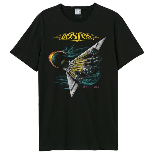 Black - Front - Amplified Unisex Adult Third Stage Boston T-Shirt