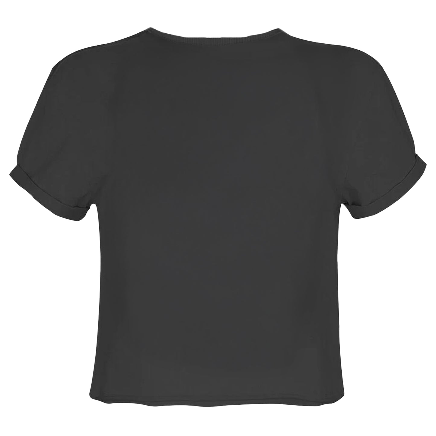 Charcoal - Back - Amplified Womens-Ladies Skull And Flames Spinal Tap Crop Top