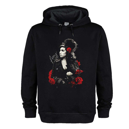 Black - Front - Amplified Unisex Adult Poses With Roses Amy Winehouse Hoodie