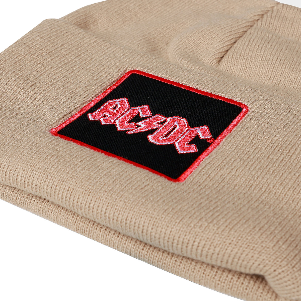 Khaki Brown - Back - Amplified AC-DC Logo Beanie