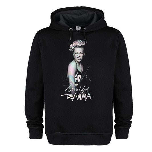Black - Front - Amplified Unisex Adult Beautiful Trauma P!nk Hoodie
