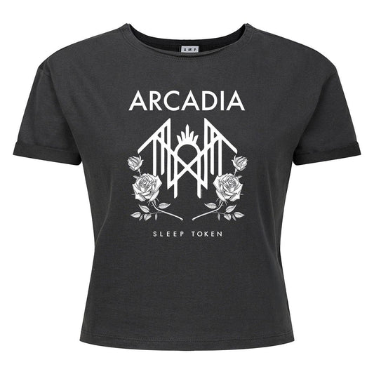 Charcoal - Front - Amplified Womens-Ladies Arcadia Sleep Token Crop Top