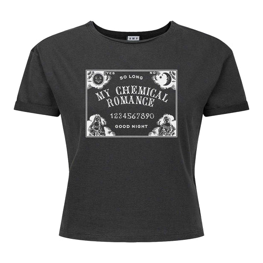 Charcoal - Front - Amplified Womens-Ladies Ouija My Chemical Romance Crop Top
