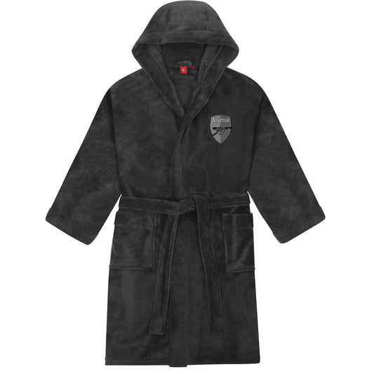 Grey - Front - Arsenal FC Mens Crest Fleece Dressing Gown