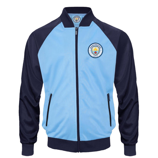 Sky Blue - Front - Manchester City FC Boys Retro Track Jacket