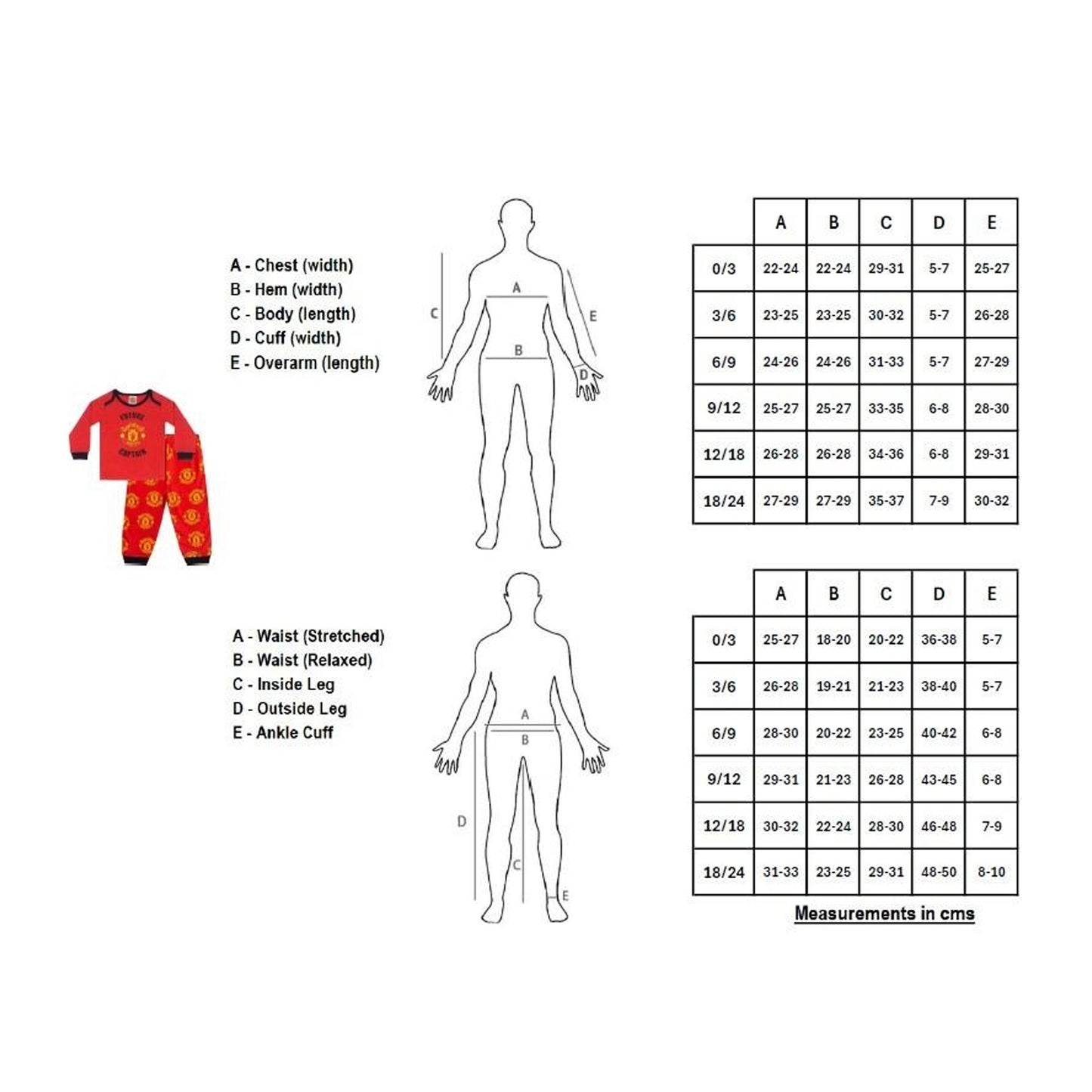 Red - Close up - Manchester United FC Baby Boys Crest Long Pyjama Set