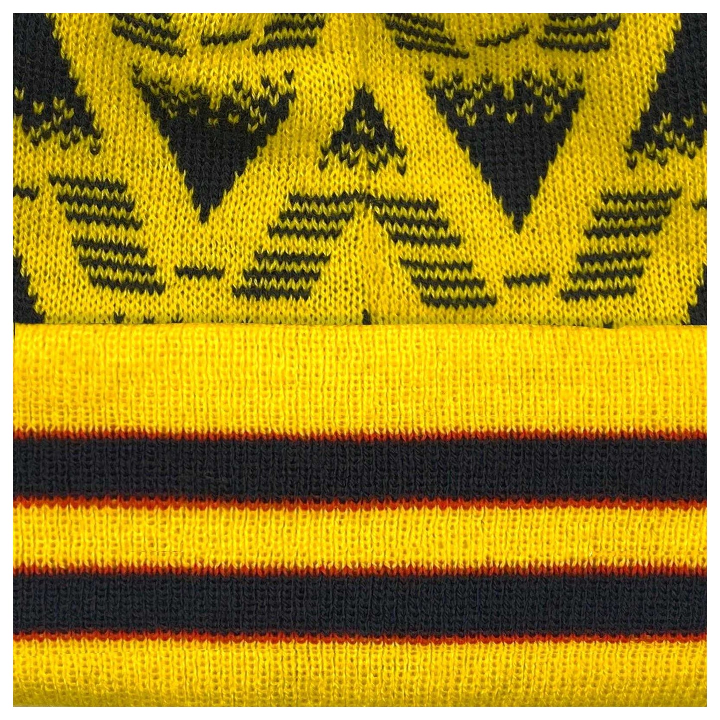 Yellow-Black - Close up - Fan Originals Gunners 1991 Bobble Beanie