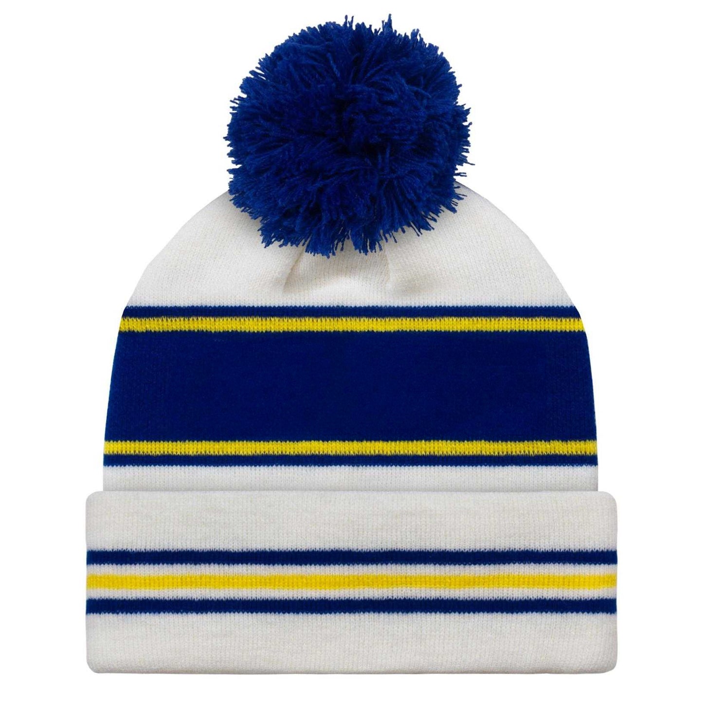 White-Blue - Back - Fan Originals Leeds Text Bobble Beanie