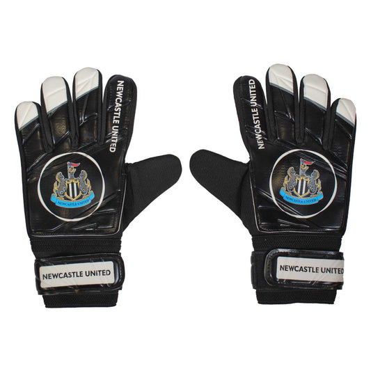 Black - Front - Newcastle United FC Boys Crest Goalkeeper Gloves