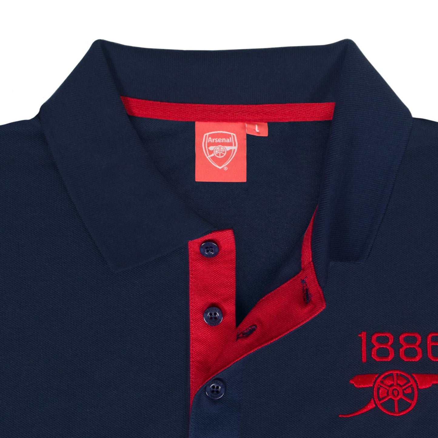 Navy - Close up - Arsenal FC Mens Contrast Polo Shirt
