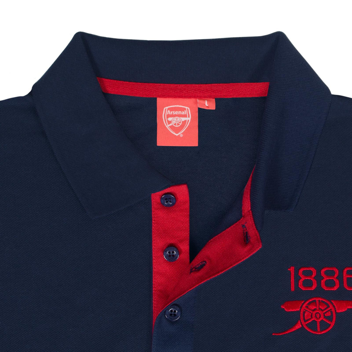 Navy - Close up - Arsenal FC Mens Contrast Polo Shirt